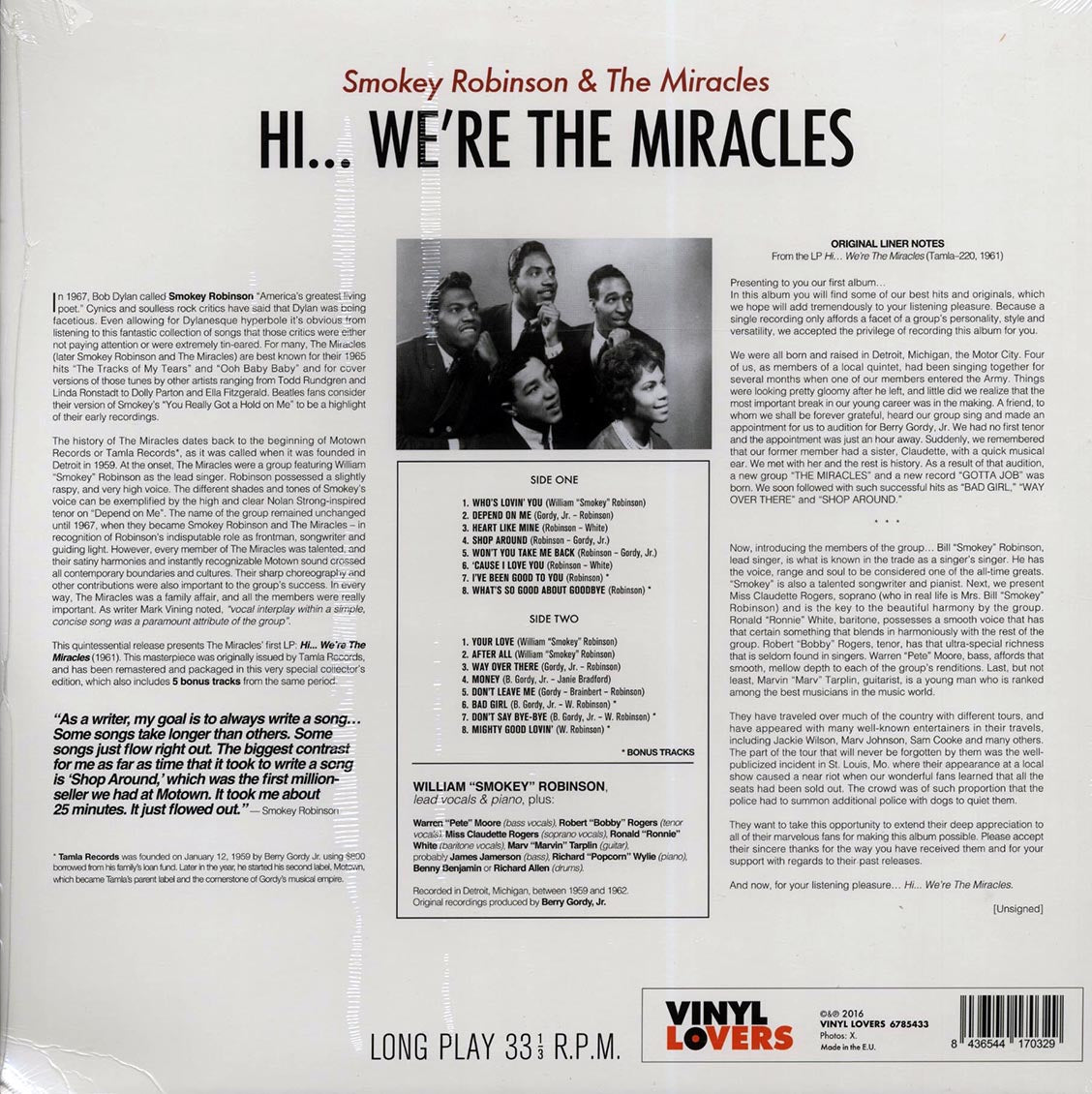 Smokey Robinson & The Miracles - Hi We're The Miracles (+5 bonus tracks) (ltd. ed.) (180g) - Vinyl LP, LP