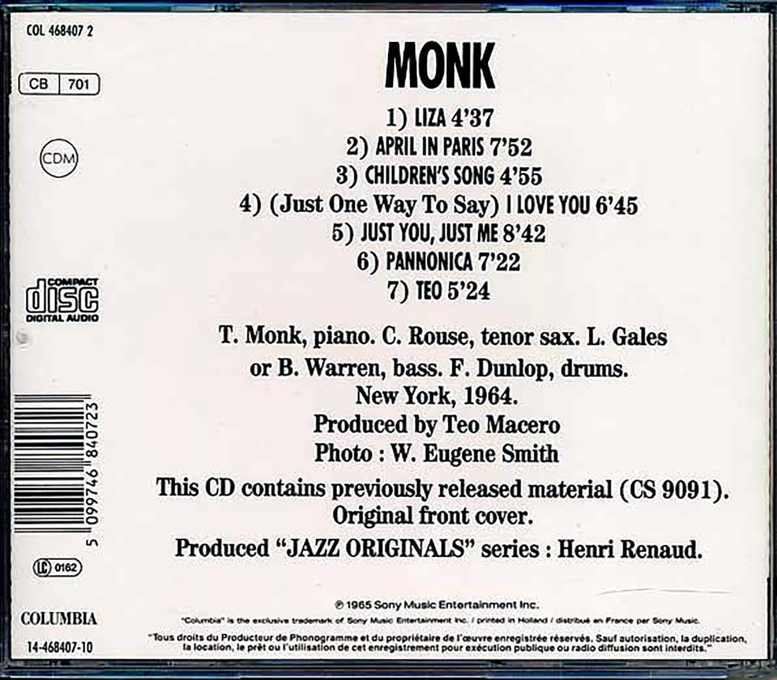 Thelonious Monk - Monk - CD, CD