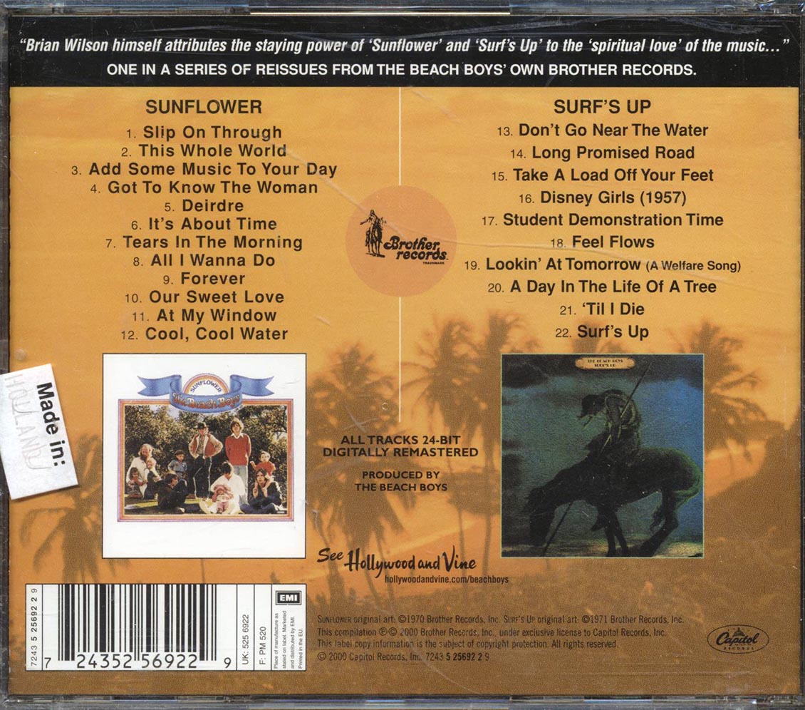 The Beach Boys - Sunflower + Surf's Up (2 albums on 1 CD) (22 tracks) - CD, CD