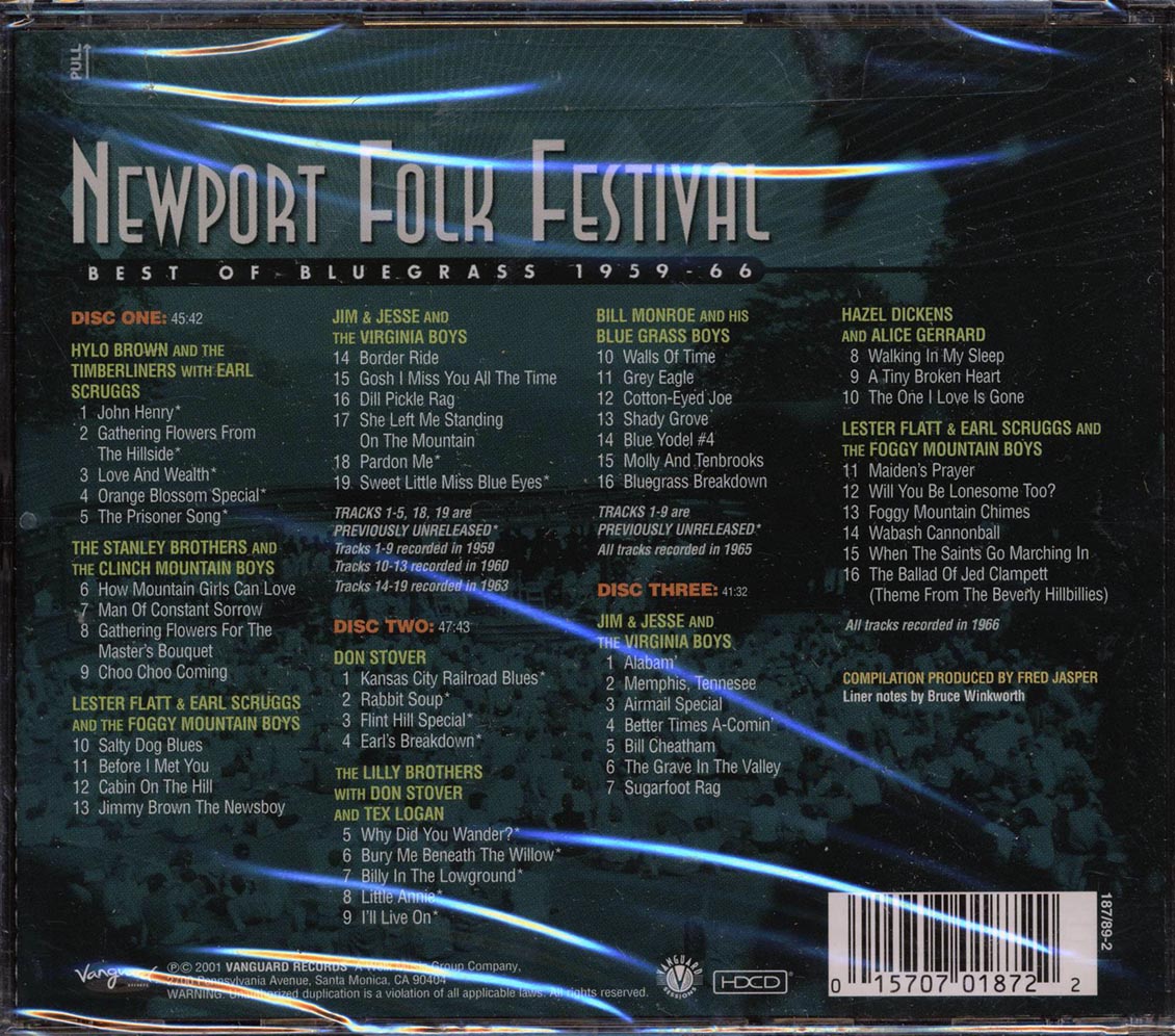 Lester Flatt, Earl Scruggs, Hylo Brown, Etc. - Newport Folk Festival: Best Of Bluegrass 1959-1966 (51 tracks) (3xCD) (24-bit mastering) (remastered) - CD, CD