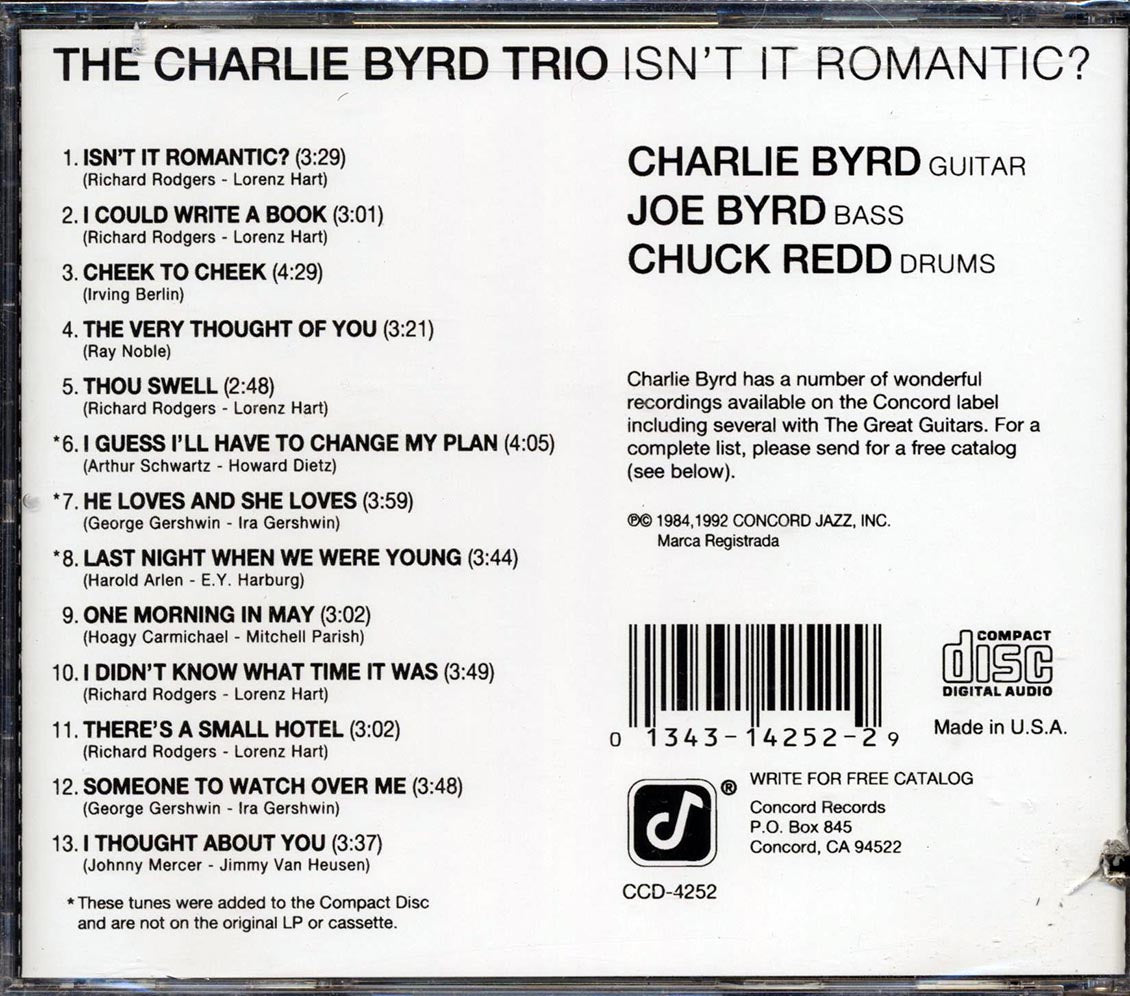 The Charlie Byrd Trio - Isn't It Romantic (marked/ltd stock) - CD, CD