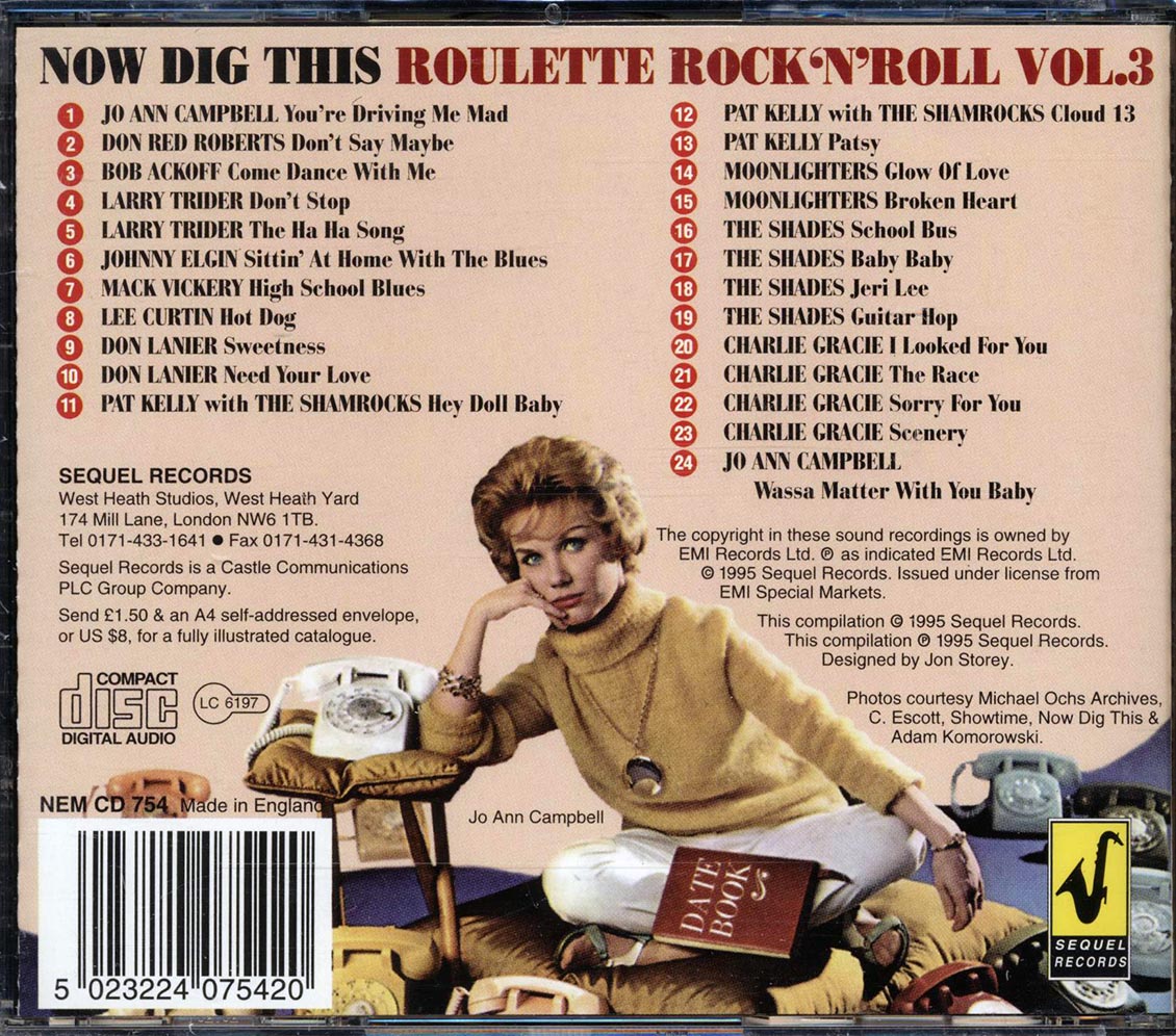 Jo Ann Campbell, Don Red Roberts, Larry Trider, Etc. - Now Dig This: Roulette Rock N Roll Volume 3 (24 tracks) - CD, CD
