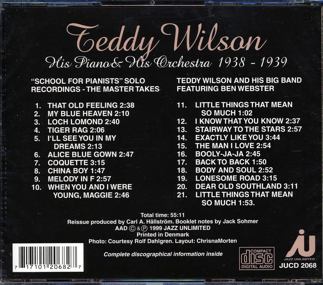 Teddy Wilson - His Piano & His Orchestra 1938-1939 (21 tracks) - CD, CD