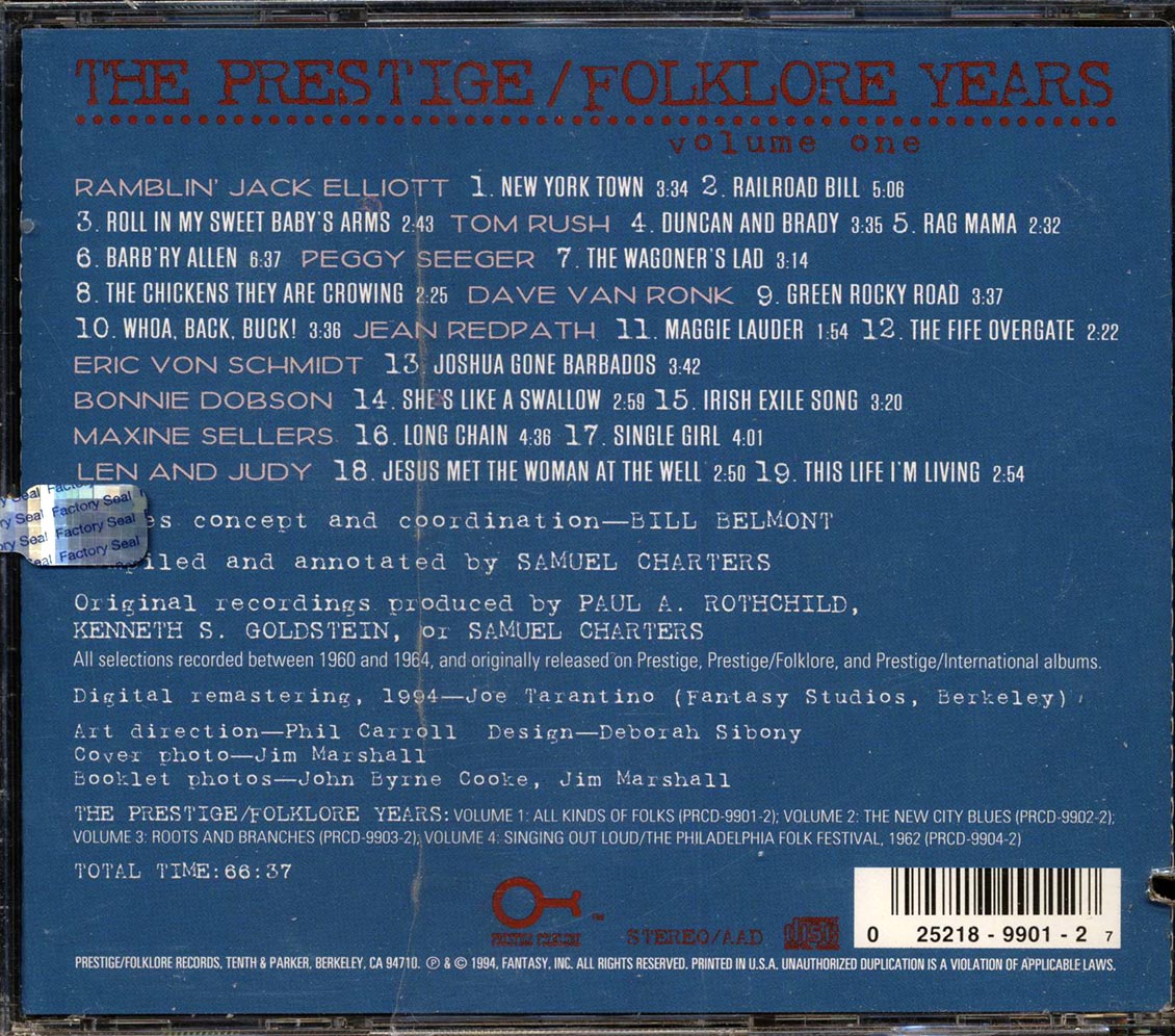 Ramblin' Jack Elliott, Tom Rush, Peggy Seeger, Etc. - The Prestige/Folklore Years Volume 1: All Kinds Of Folks (marked/ltd stock) - CD, CD