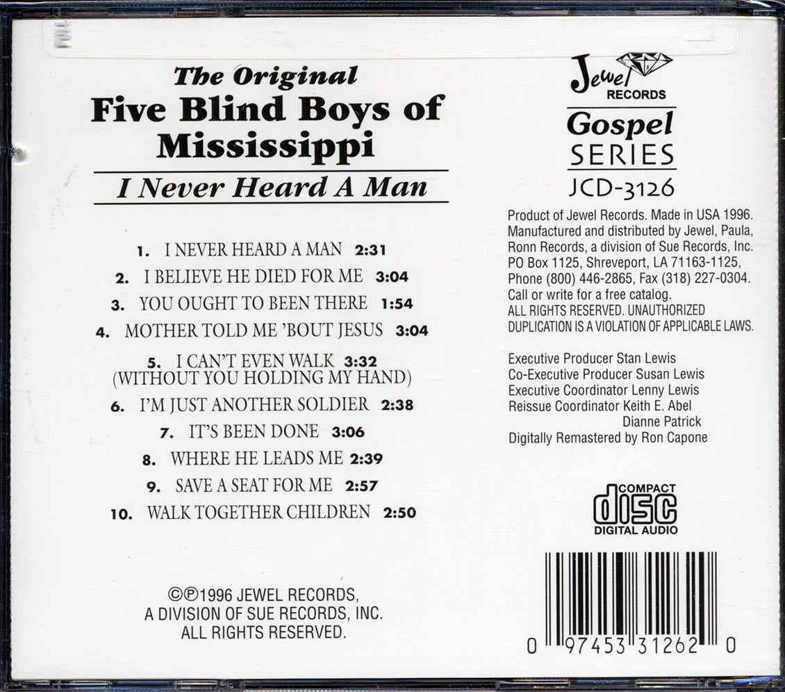 The Original Five Blind Boys Of Mississippi - I Never Heard A Man - CD, CD
