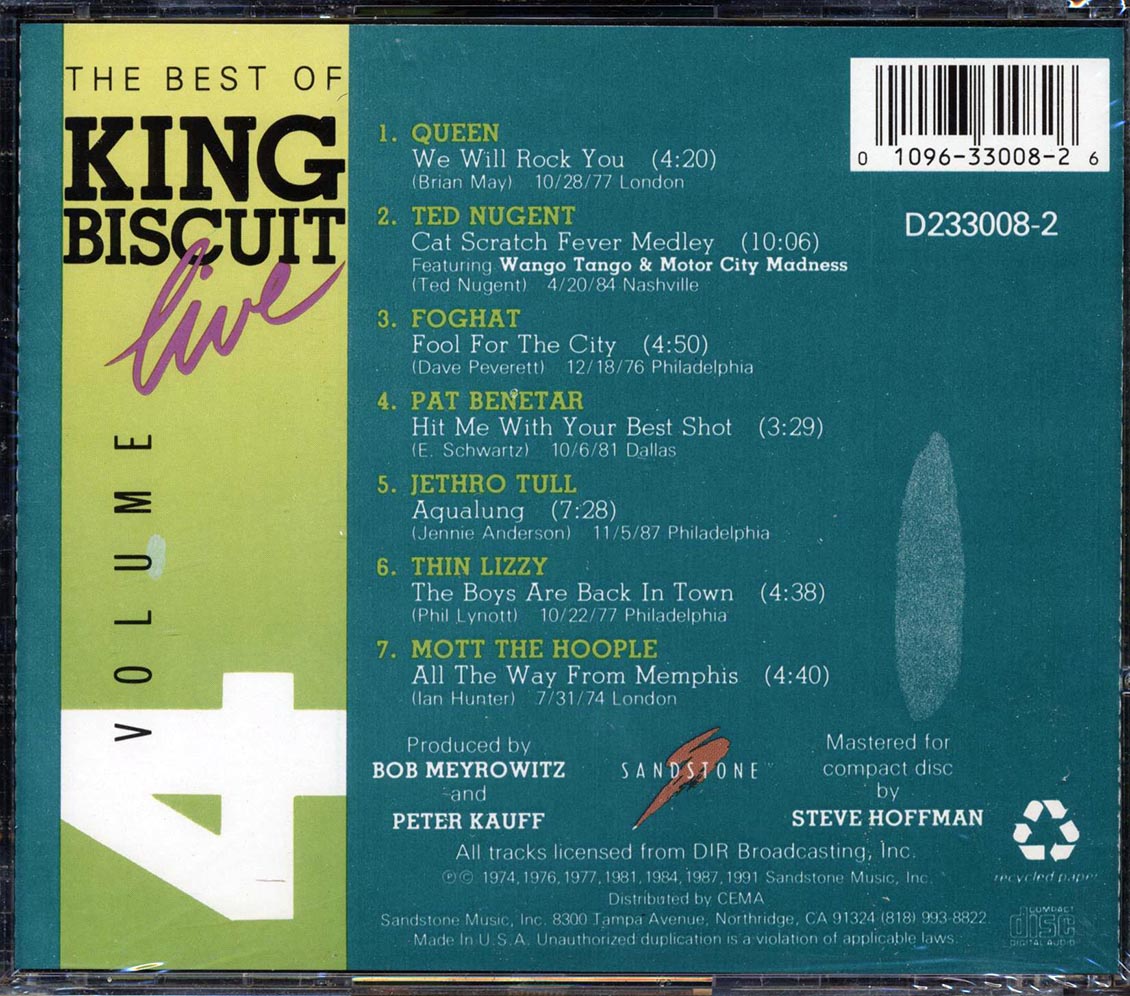 Queen, Ted Nugent, Foghat, Thin Lizzy, Etc. - The Best Of King Biscuit Live Volume 4 - CD, CD