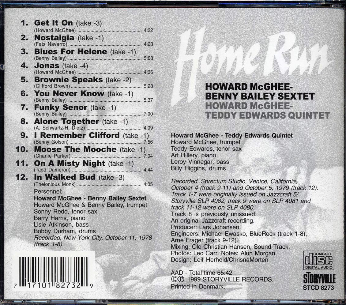 Howard McGhee, Benny Bailey Sextet, Howard McGhee, Teddy Edwards Quintet - Home Run - CD, CD