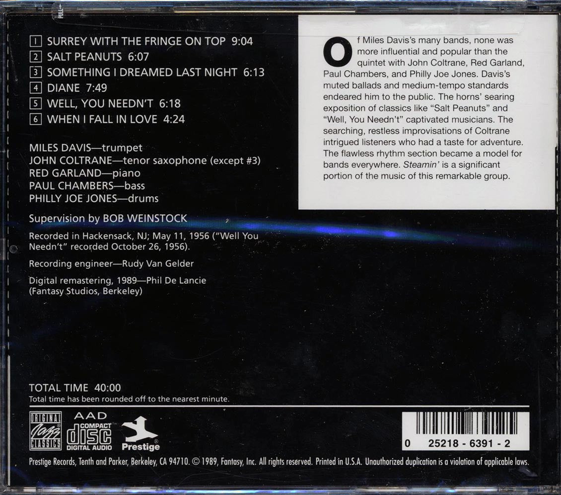 The Miles Davis Quintet - Steamin' With The Miles Davis Quintet - CD, CD