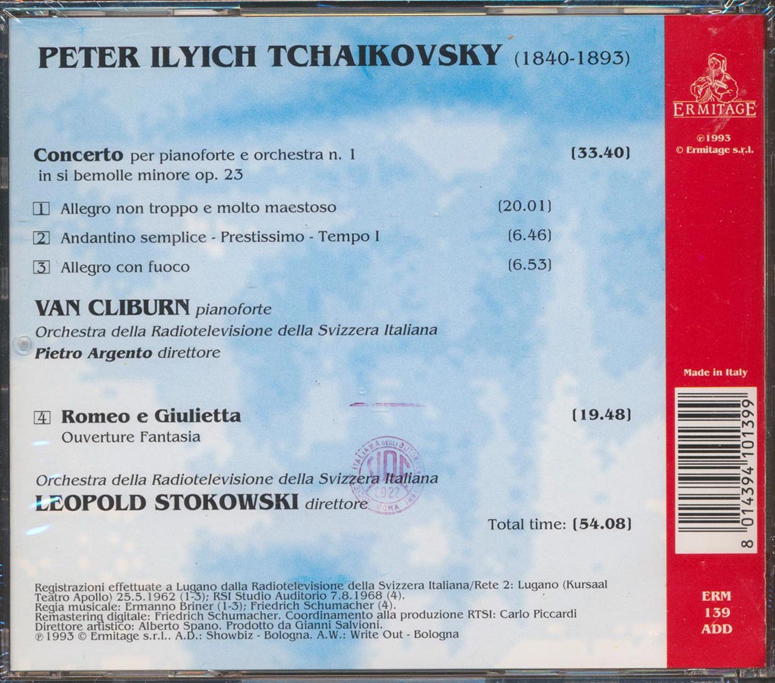 Pyotr Ilyich, Tchaikovsky, Van Cliburn, Leopold Stokowski - Concerto Per Pianoforte E Orchestra; Romeo E Giulietta - CD, CD