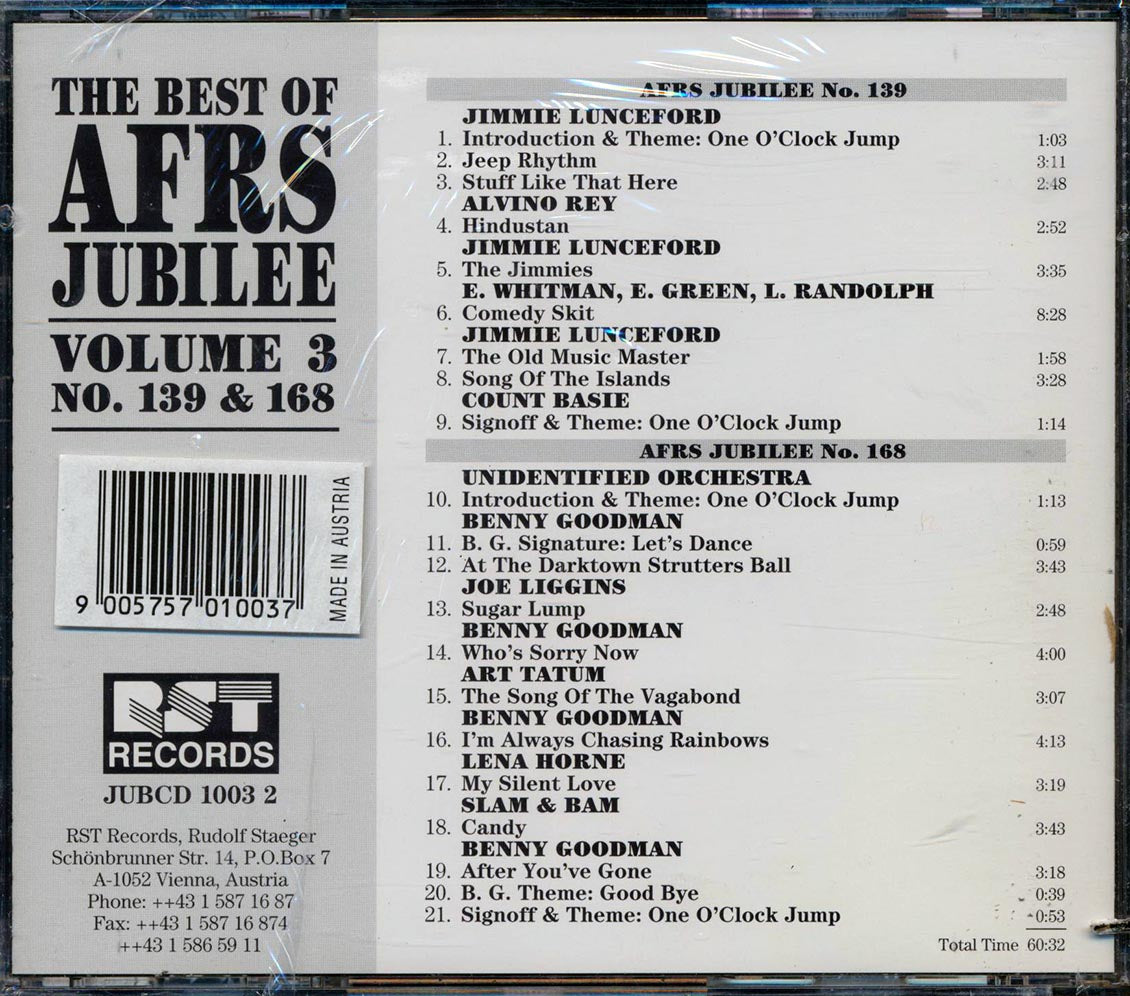 Benny Goodman, Jimmie Lunceford, Lena Horne, Etc. - The Best Of AFRS Jubilee Volume 3 No. 139 And 168 (marked/ltd stock) - CD, CD