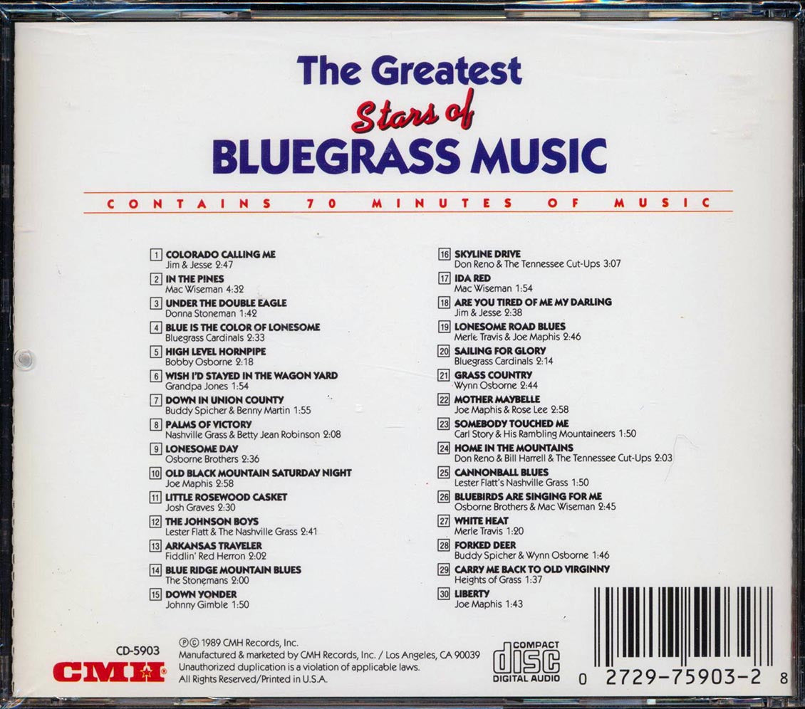 Jim & Jesse, Mac Wiseman, Donna Stoneman, Grandpa Jones, Etc. - The Greatest Stars Of Bluegrass Music (marked/ltd stock) - CD, CD