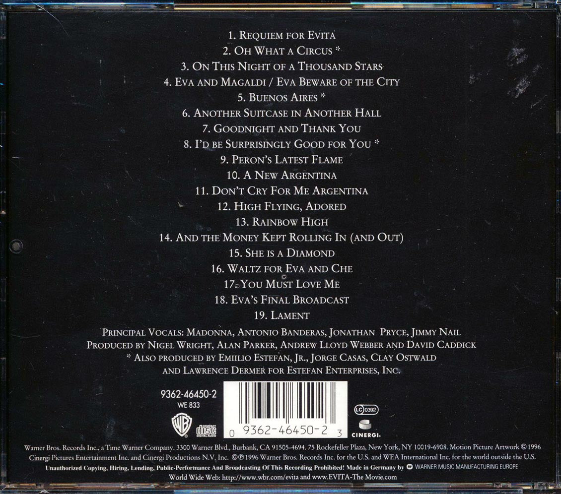Andrew Lloyd Webber, Tim Rice - Evita: Music From The Motion Picture - CD, CD