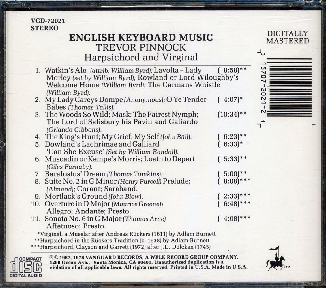 Trevor Pinnock - English Keyboard Music: Harpsichord And Virginal - CD, CD