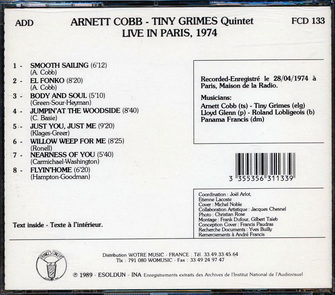 Arnett Cobb, Tiny Grimes Quintet - Live In Paris 1974 - CD, CD