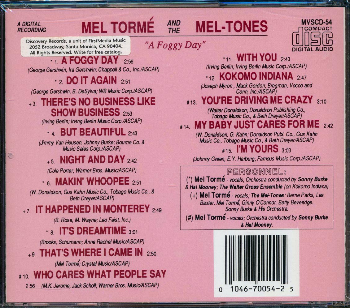 Mel Torme & The Mel-Tones - A Foggy Day - CD, CD