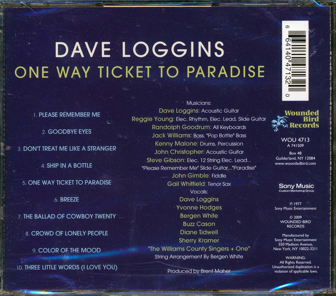 Dave Loggins - One Way Ticket To Paradise - CD, CD
