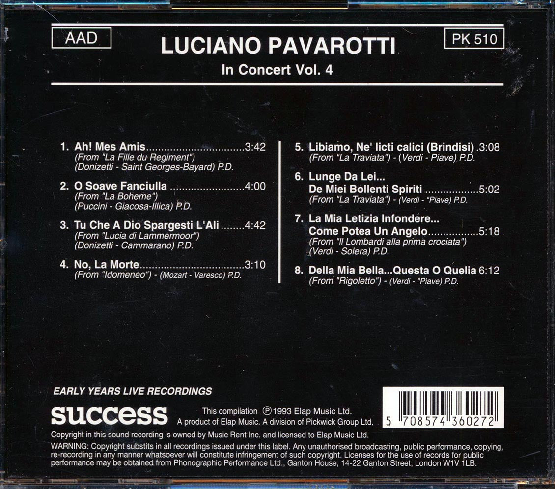 Luciano Pavarotti - In Concert Volume 4 - CD, CD