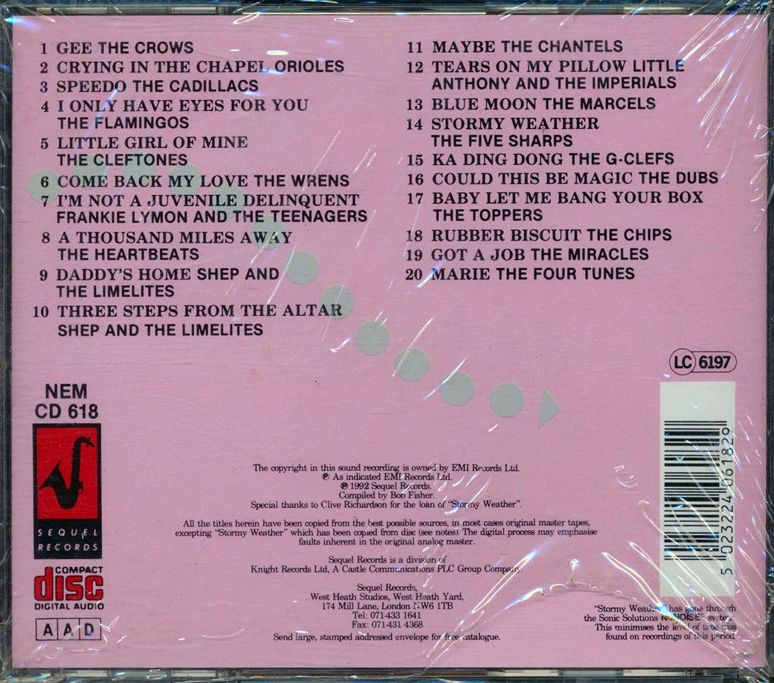 The Crows, The Orioles, The Cadillacs, Etc. - The Ultimate Doo Wop Collection (20 tracks) - CD, CD