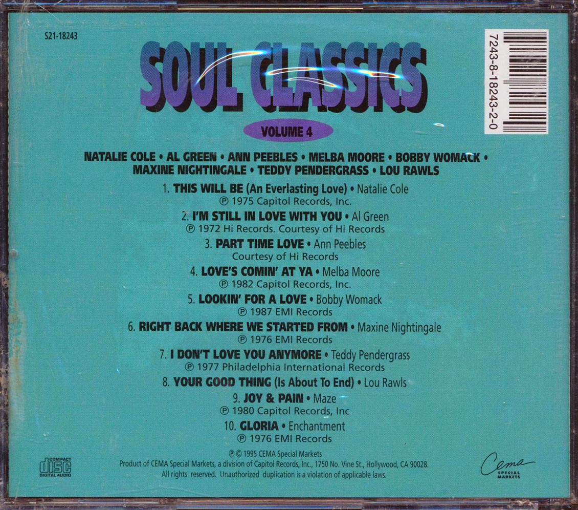 Al Green, Natalie Cole, Ann Peebles, Bobby Womack, Etc. - Soul Classics Volume 4 - CD, CD