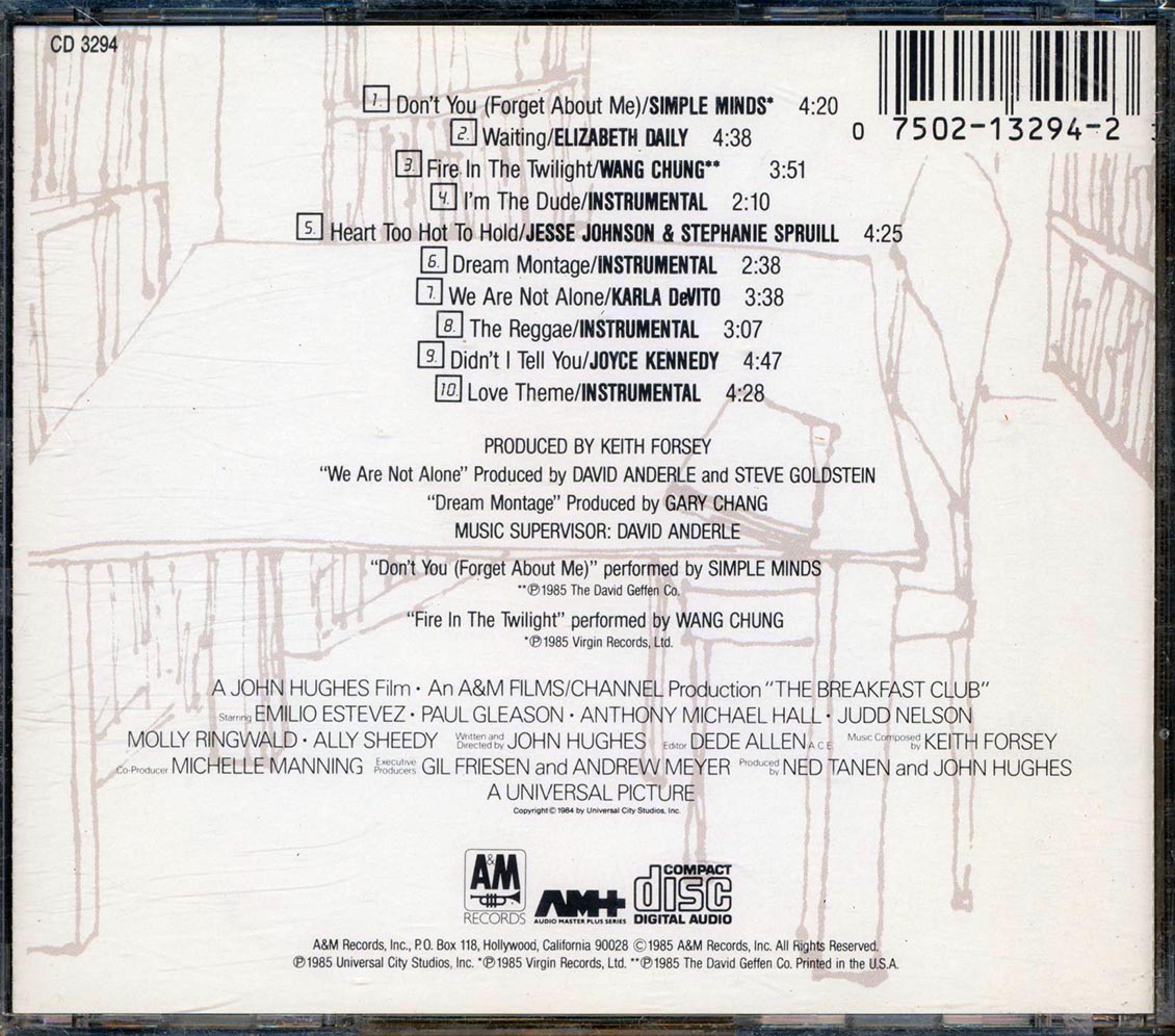 Simple Minds, Wang Chung, Elizabeth Daily, Etc. - The Breakfast Club: Original Motion Picture Soundtrack - CD, CD