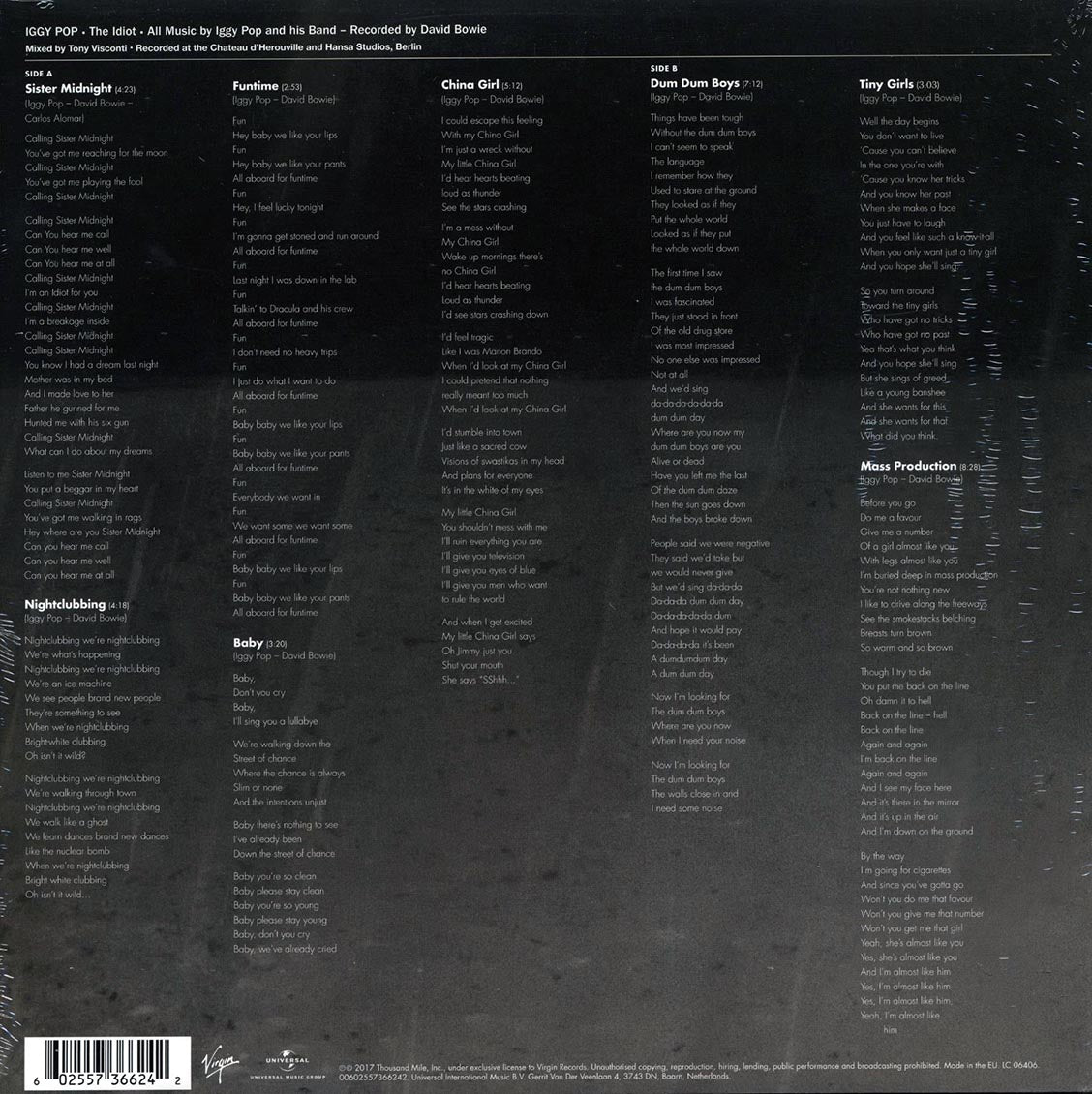 Iggy Pop - The Idiot (incl. mp3) (180g) - Vinyl LP, LP