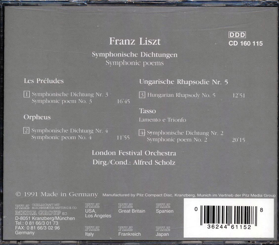 Franz Liszt - Symphonische Dichtungen, Les Preludes, Orpheus, Tasso, Ungarische Rhapsodie No. 5 - CD, CD