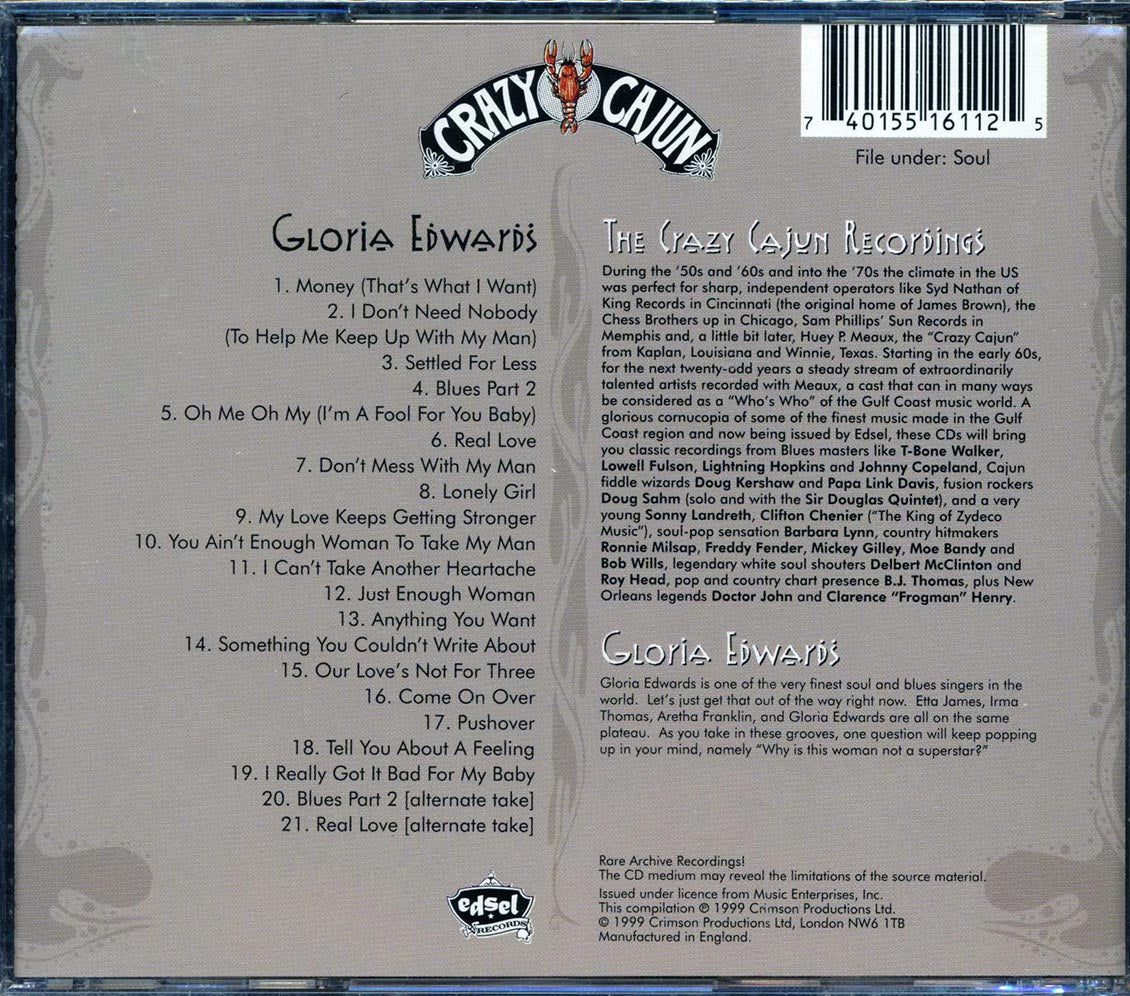 Gloria Edwards - Soul Queen Of Texas: The Crazy Cajun Recordings (29 tracks) - CD, CD