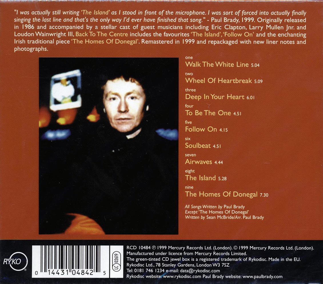 Paul Brady - Back To The Centre - CD, CD