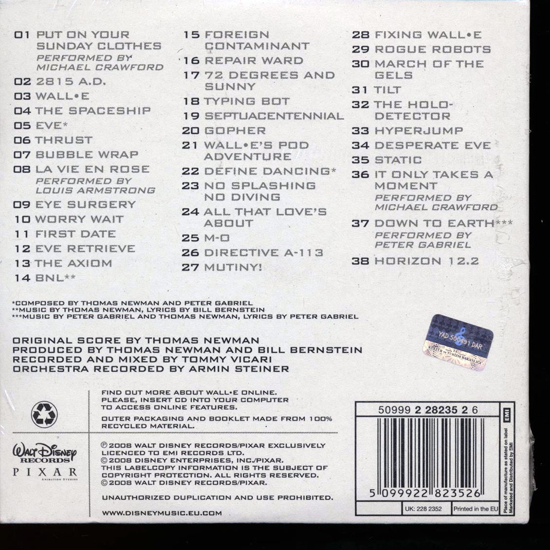 Thomas Newman - WALL E: An Original Walt Disney Records Soundtrack (38 tracks) (deluxe mini-LP slipsleeve edition) - CD, CD