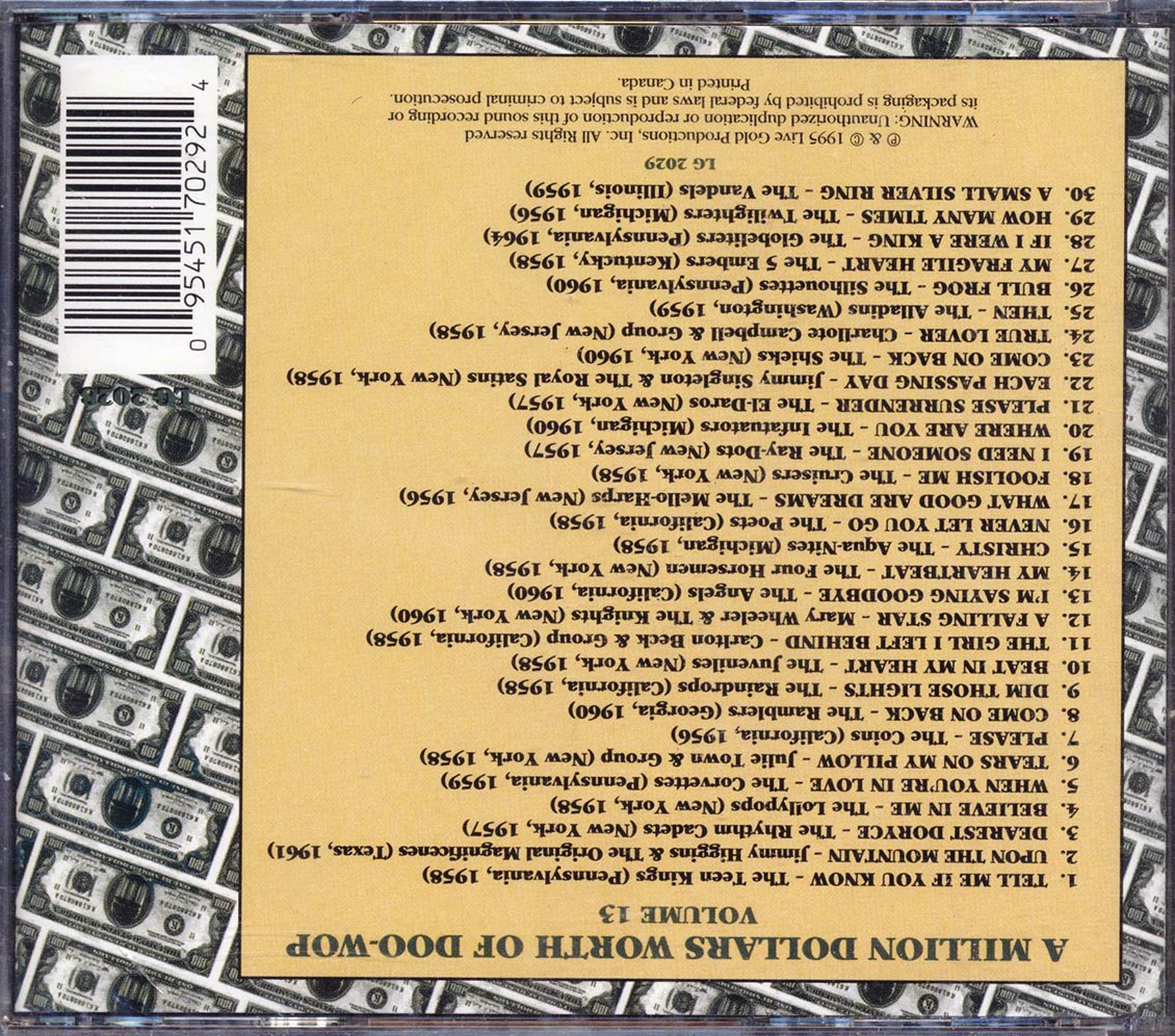 Teen-Kings, The Rhythm Cadets, The Lollypops, Etc. - A Million Dollars Worth Of Doo-Wop Volume 13 (30 tracks) - CD, CD