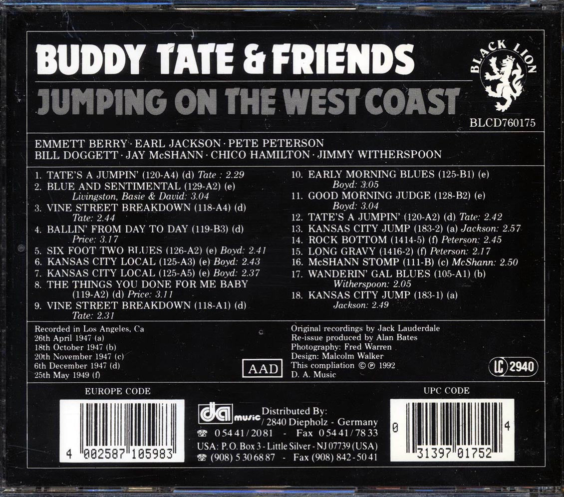 Buddy Tate & Friends - Jumping On The West Coast - CD, CD