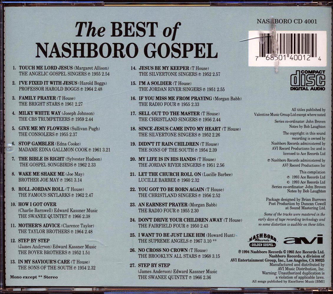 Various - The Best Of Nashboro Gospel (27 tracks) - CD, CD