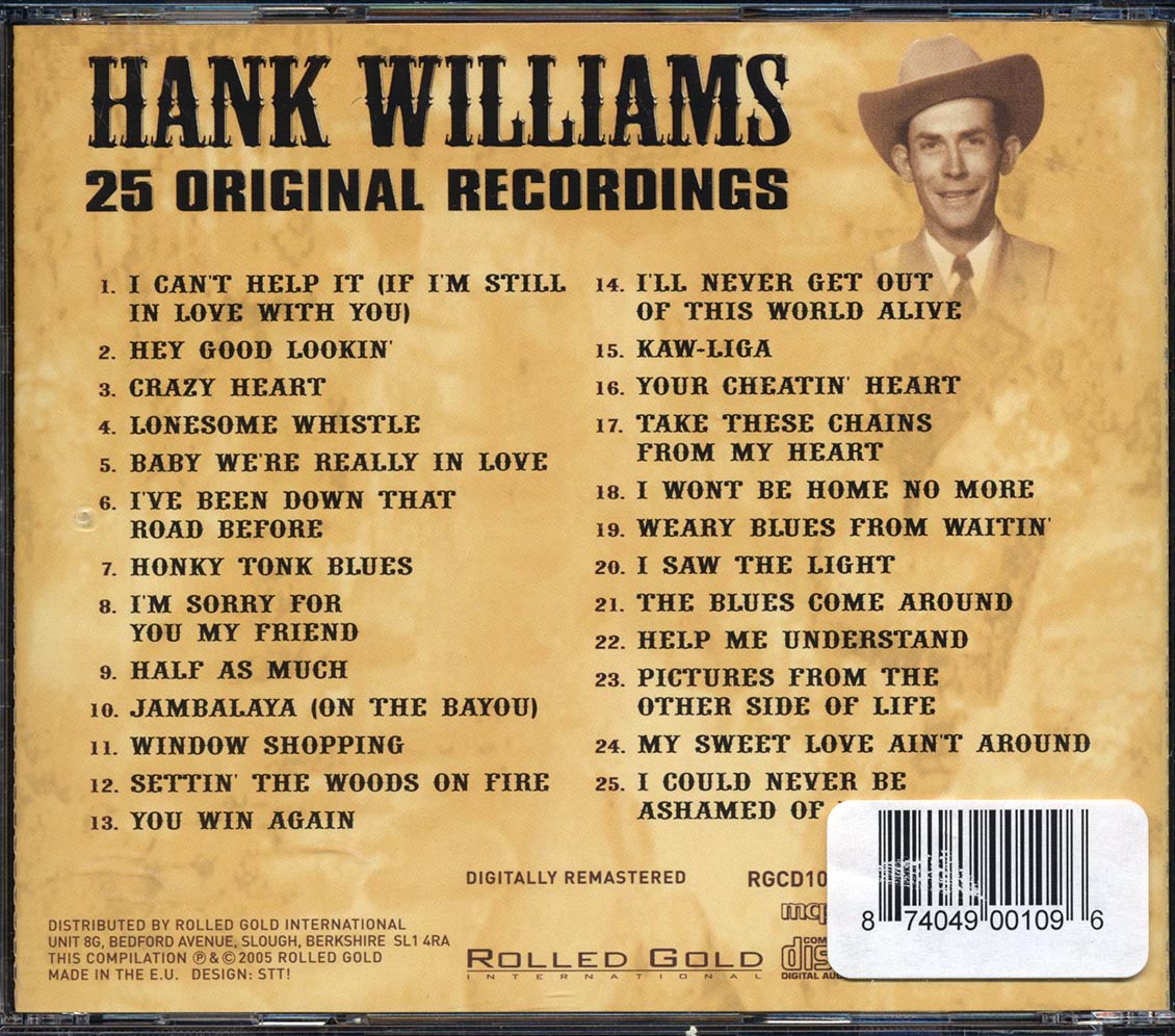 Hank Williams - 25 Original Recordings (25 tracks) - CD, CD