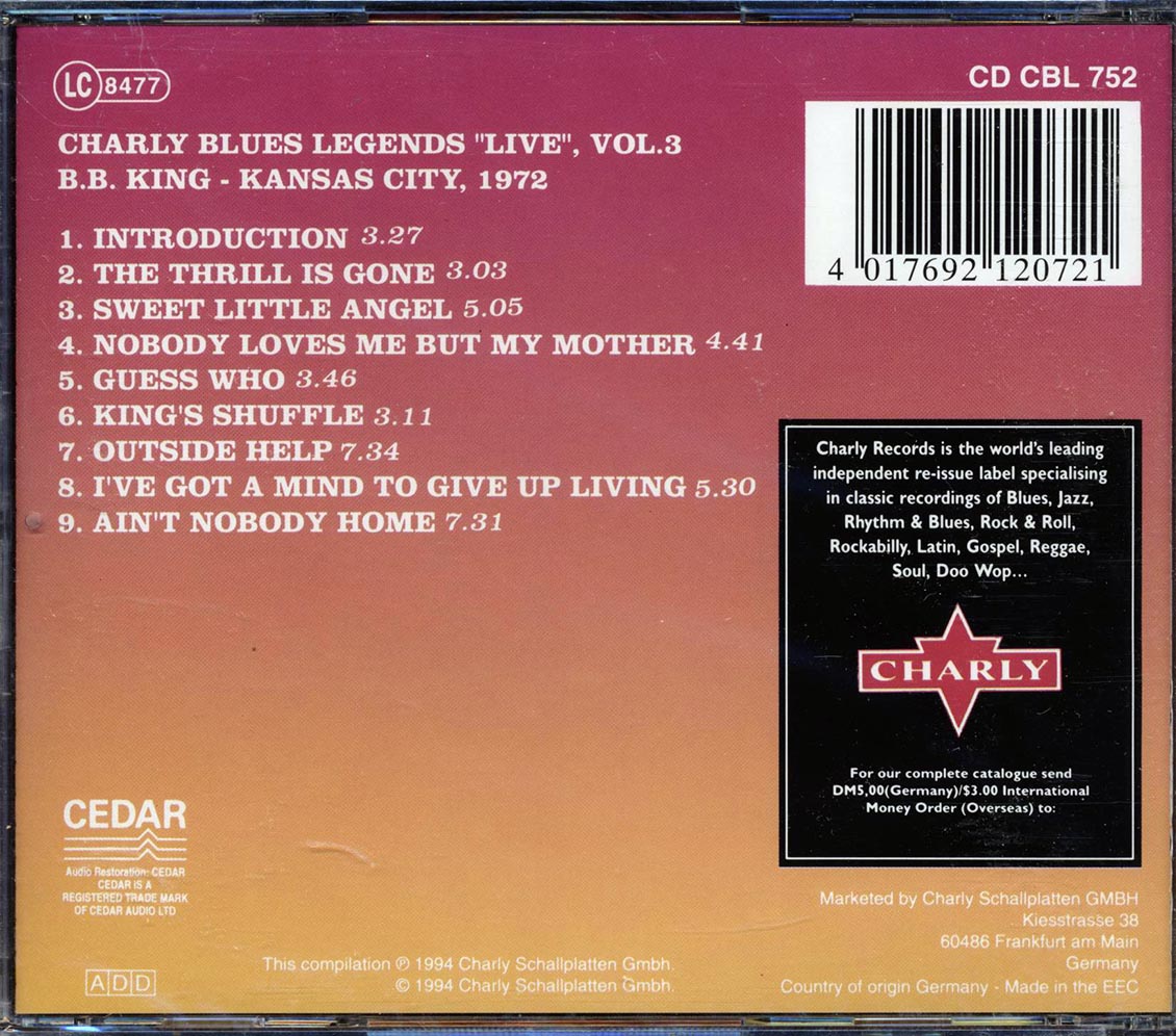 BB King - Kansas City 1972 - CD, CD