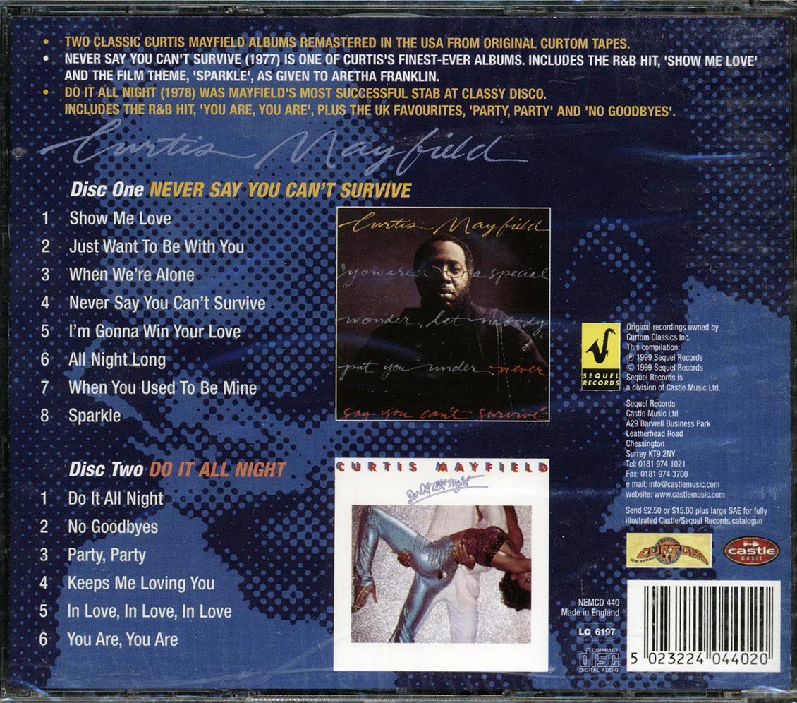 Curtis Mayfield - Never Say You Can't Survive + Do It All Night (2 albums on 2 CDs) (2xCD) - CD, CD