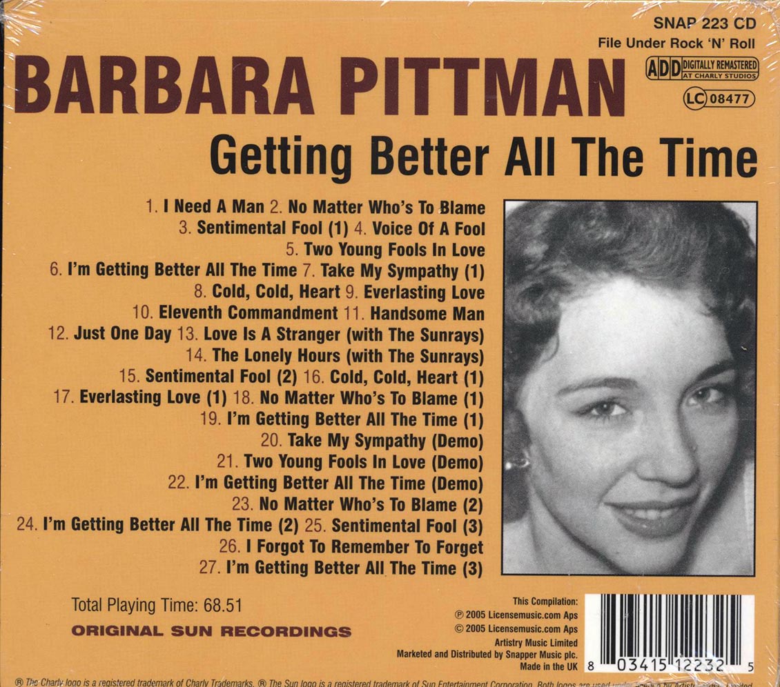 Barbara Pittman - Getting Better All The Time (27 tracks) - CD, CD