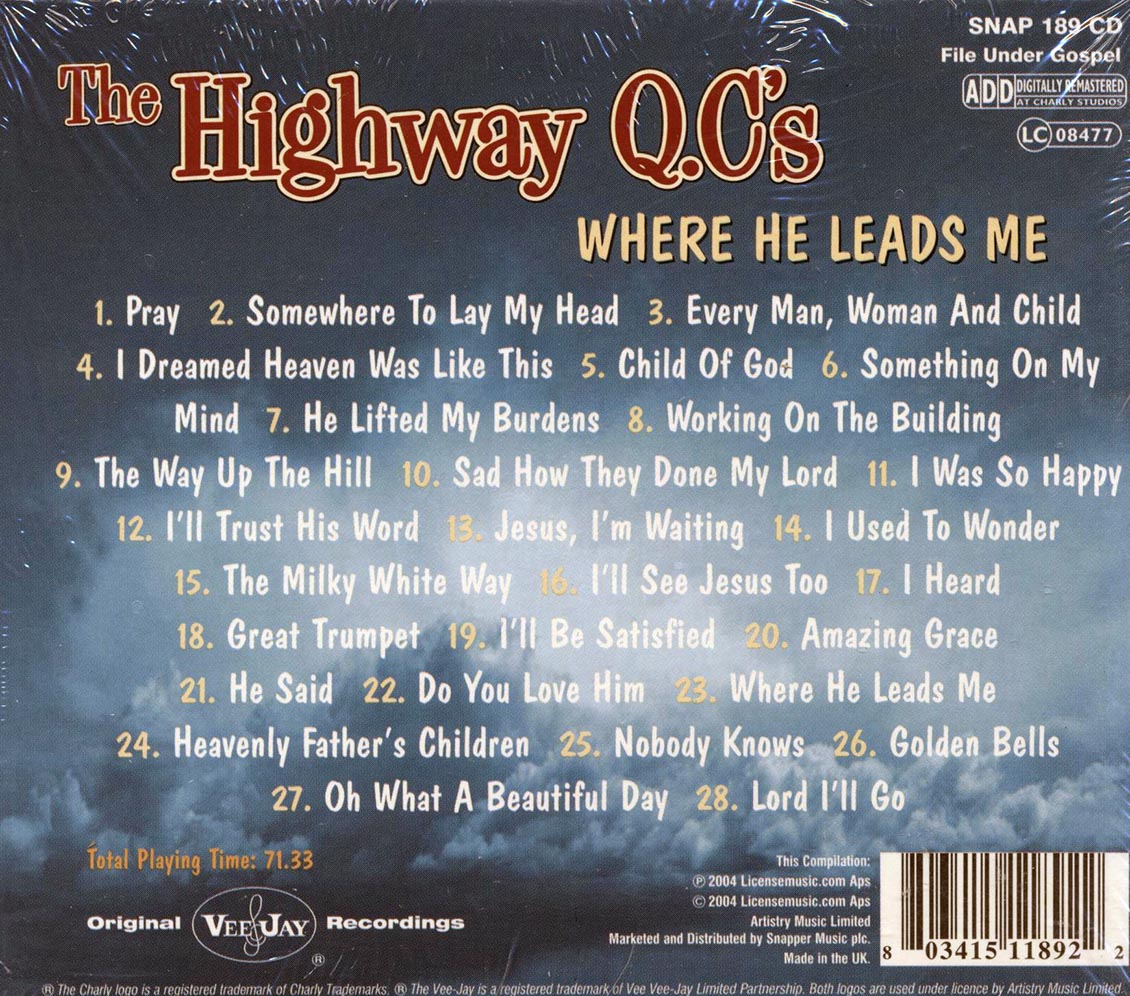 The Highway QC's - Where He Leads Me (28 tracks) - CD, CD