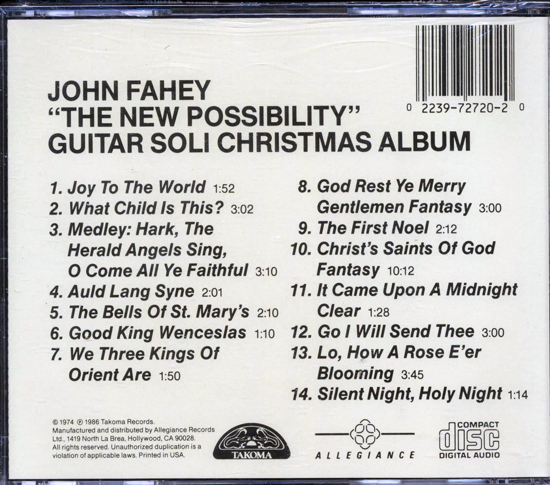 John Fahey - The New Possibility: Guitar Soli Chirstmas Album - CD, CD
