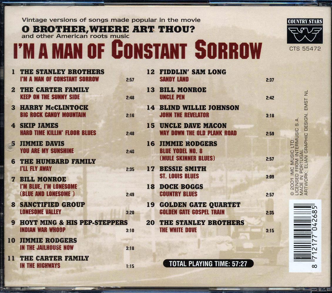 The Stanley Brothers, The Carter Family, Harry McClintock, Skip James, Etc. - I'm A Man Of Constant Sorrow - CD, CD
