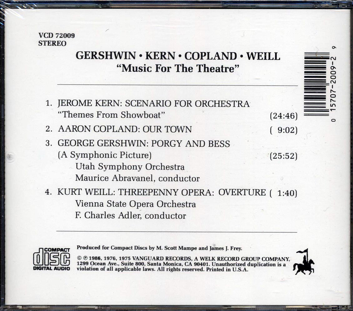 Gershwin, Kern, Copland, Etc. - Music For The Theatre - CD, CD