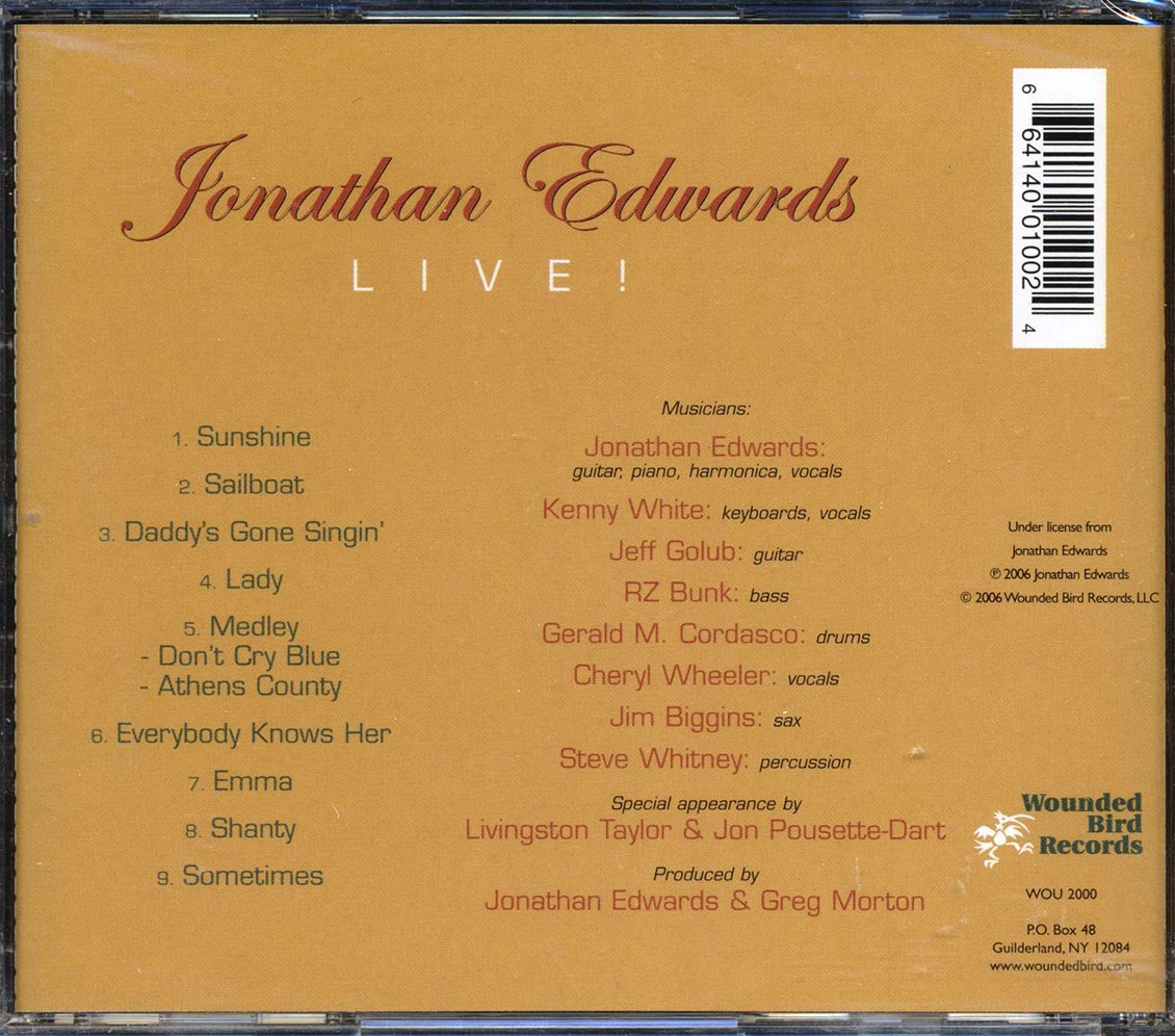 Jonathan Edwards - Live - CD, CD