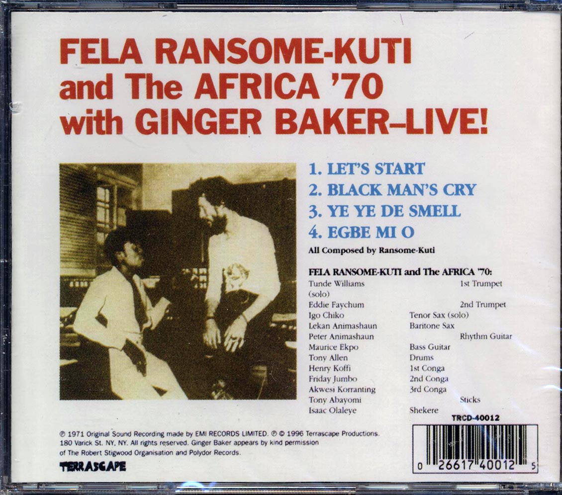 Fela Kuti - Live: With Ginger Baker And The Africa '70 - CD, CD