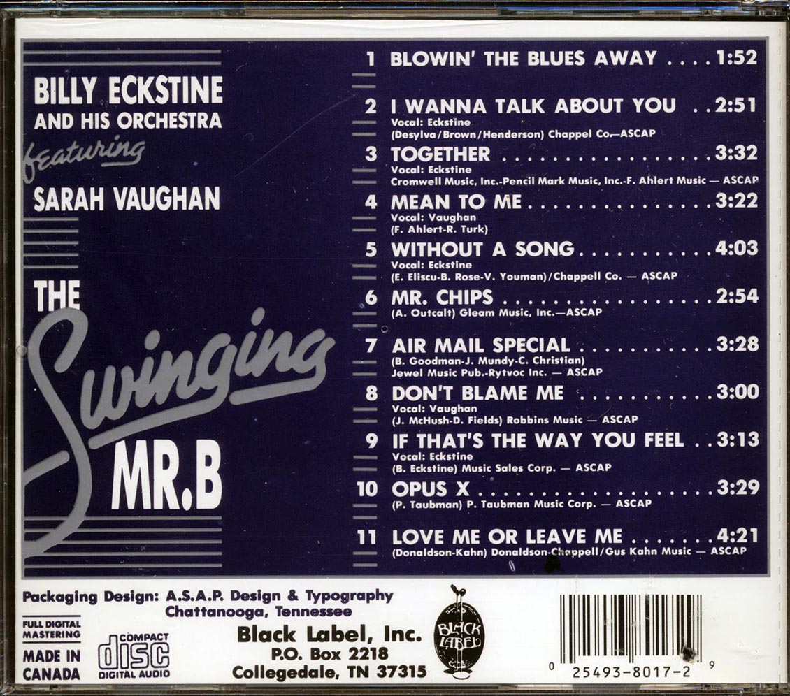 Billy Eckstine & His Orchestra - The Swinging Mr. B - CD, CD