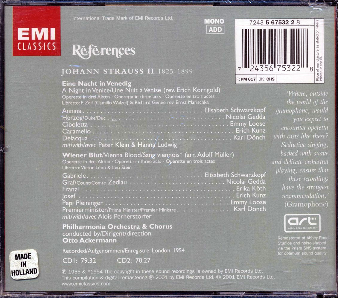 Johann Strauss Jr., Elisabeth Schwarzkopf, Nicolai Gedda, Etc. - References (2xCD) - CD, CD