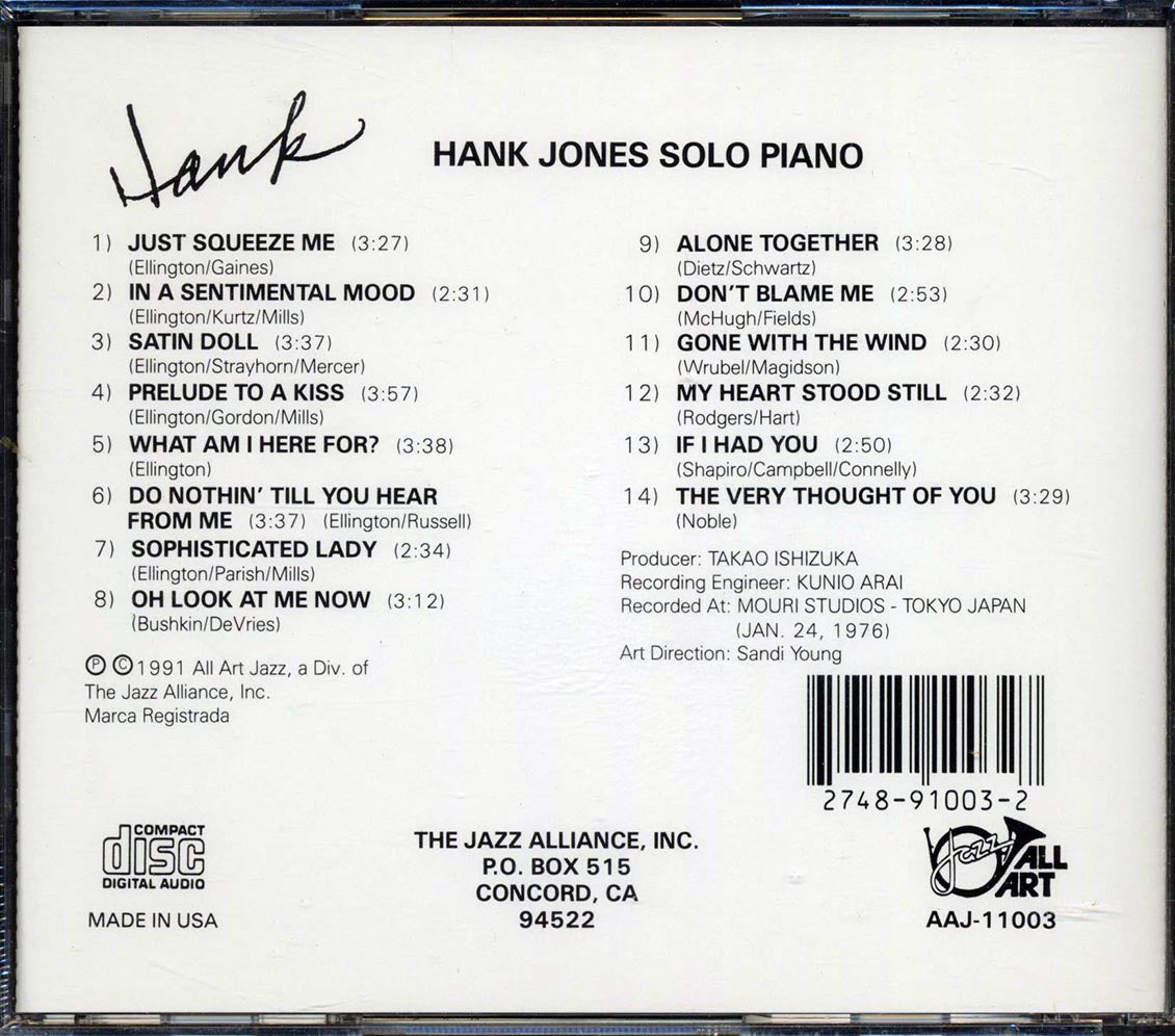 Hank Jones - Solo Piano - CD, CD
