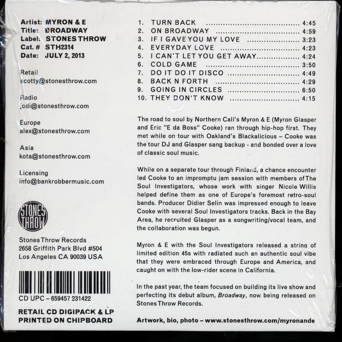 Myron & E, The Soul Investigators - Broadway - CD, CD