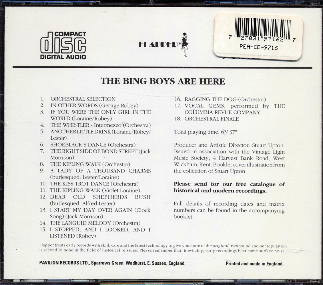 George Robey, Violet Loraine, Alfred Lester, Etc. - The Bing Boys Are Here - CD, CD