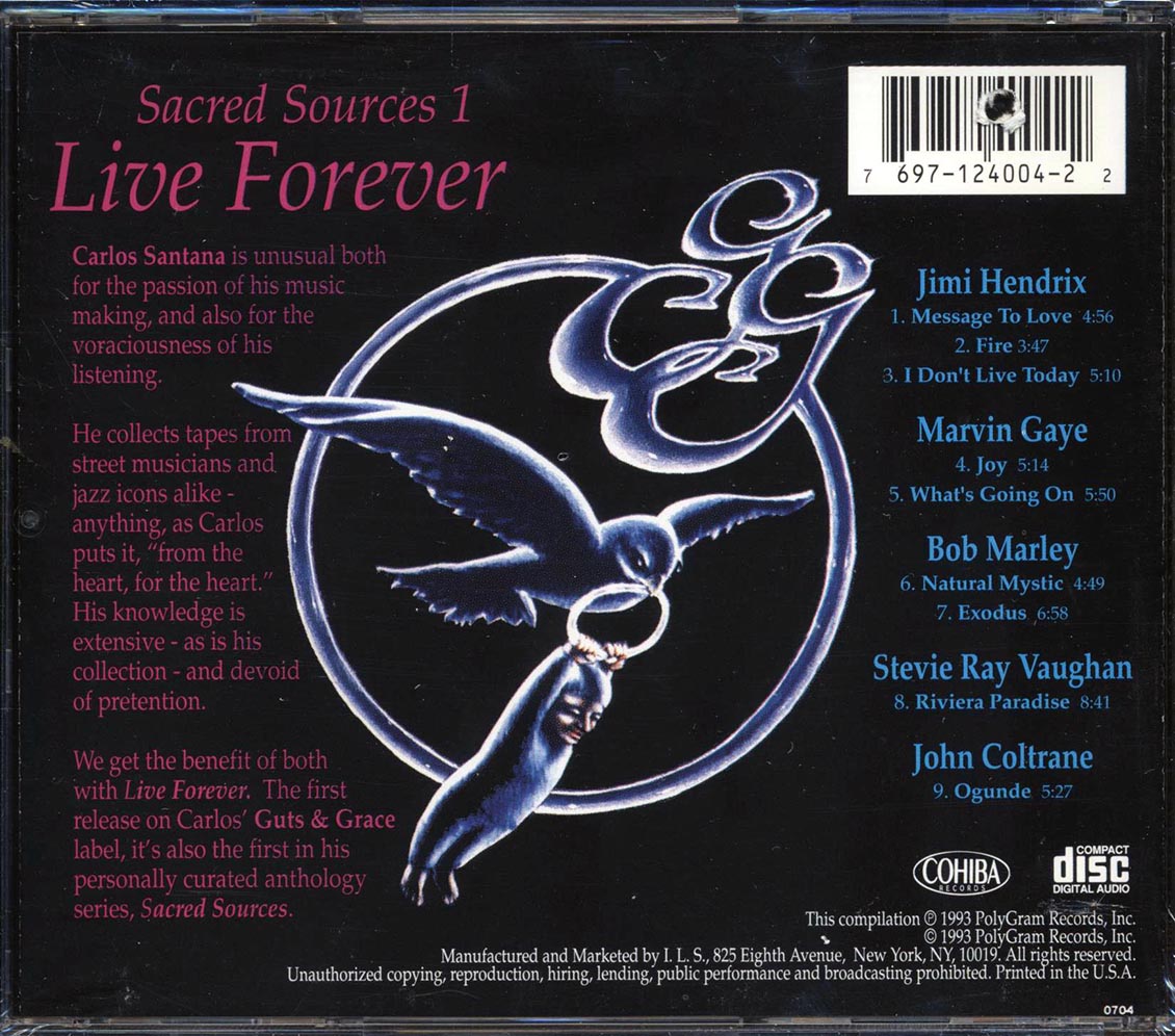 Jimi Hendrix, Marvin Gaye, Bob Marley, Stevie Ray Vaughan, John Coltrane - Sacred Sources 1: Live Forever (marked/ltd stock) - CD, CD