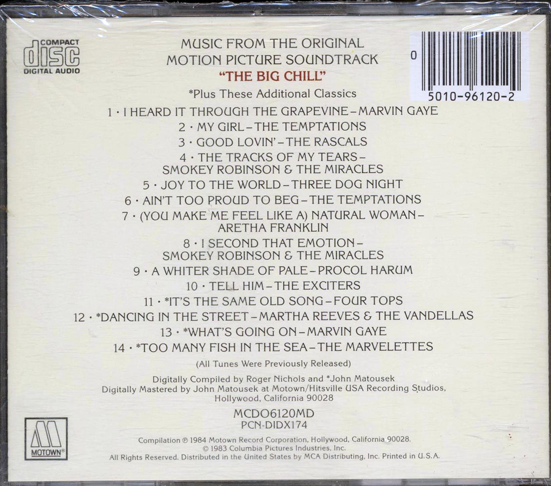 Marvin Gaye, The Temptations, The Rascals, Three Dog Night, Etc. - The Big Chill: Original Motion Picture Soundtrack - CD, CD