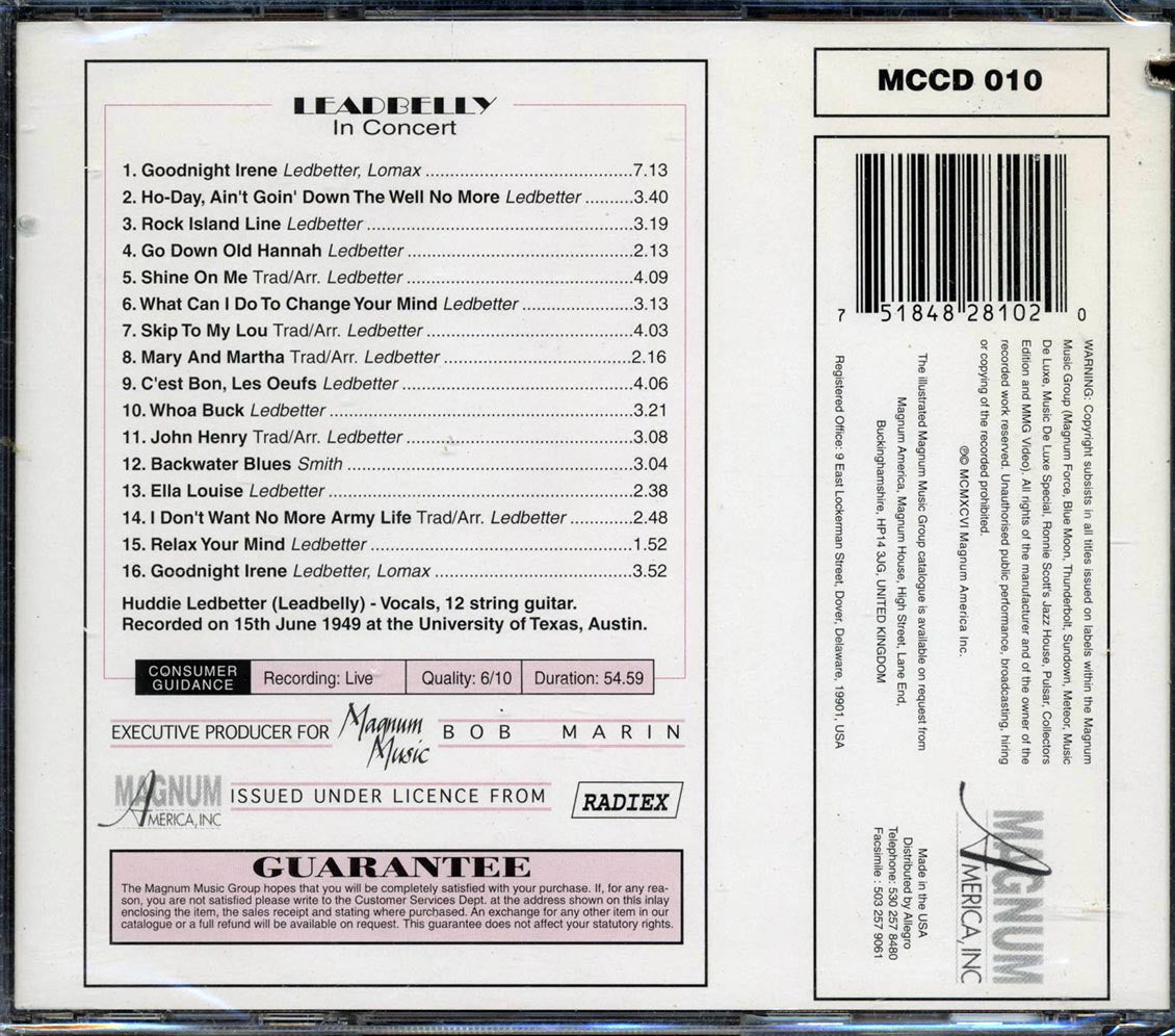 Leadbelly - In Concert (marked/ltd stock) - CD, CD